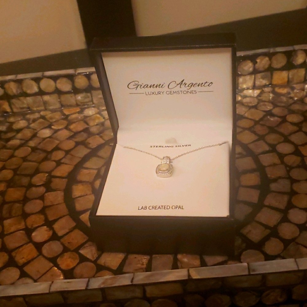 Sterling Silver Lab created Opal necklace